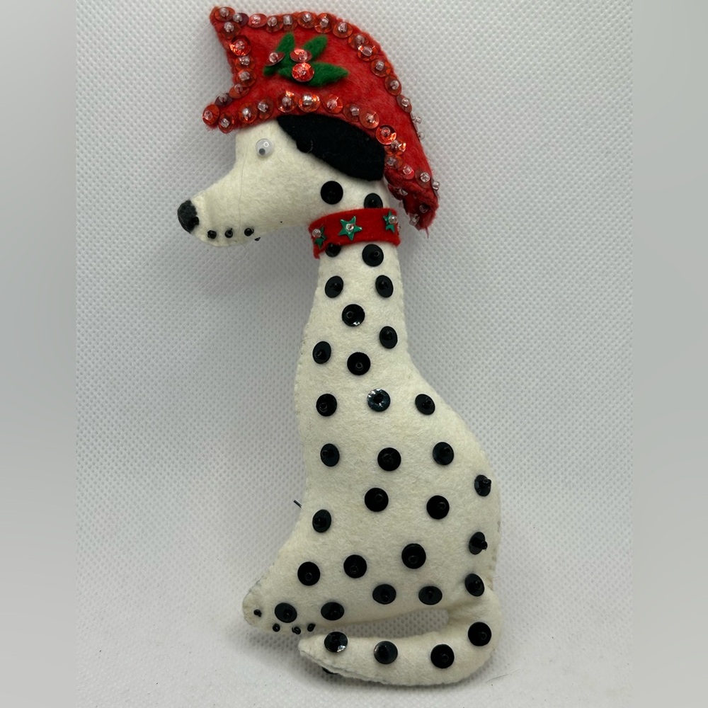 Vintage Ornament Christmas Dalmatian Plush Firehouse Fireman Hat 7 inch